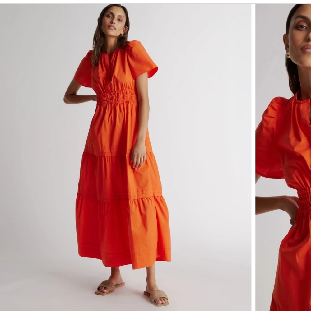 Quince Orange Tiered Maxi Dress
